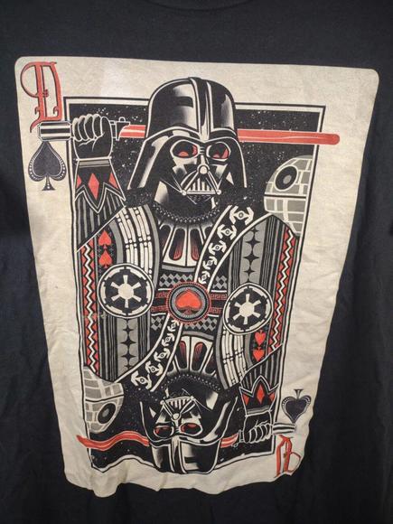 Star Wars Darth Vader Men XL Black T-Shirt Playing Card Darth King of Spades - Picture 1 of 5